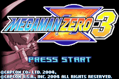Mega Man Zero 3 title screen for GameBoy Advance